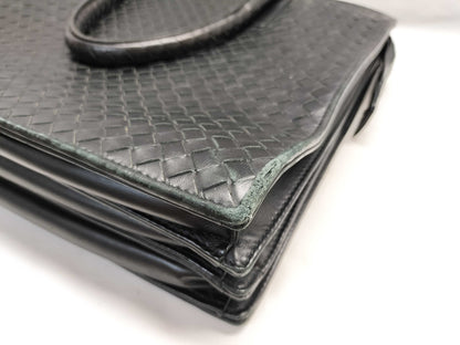 BOTTEGA VENETA Intrecciato Business Bag/Black/Slightly Used/Corner Torn Business Bag