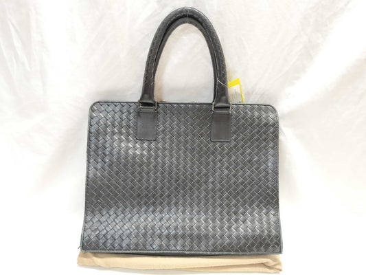 BOTTEGA VENETA Intrecciato Business Bag/Black/Slightly Used/Corner Torn Business Bag