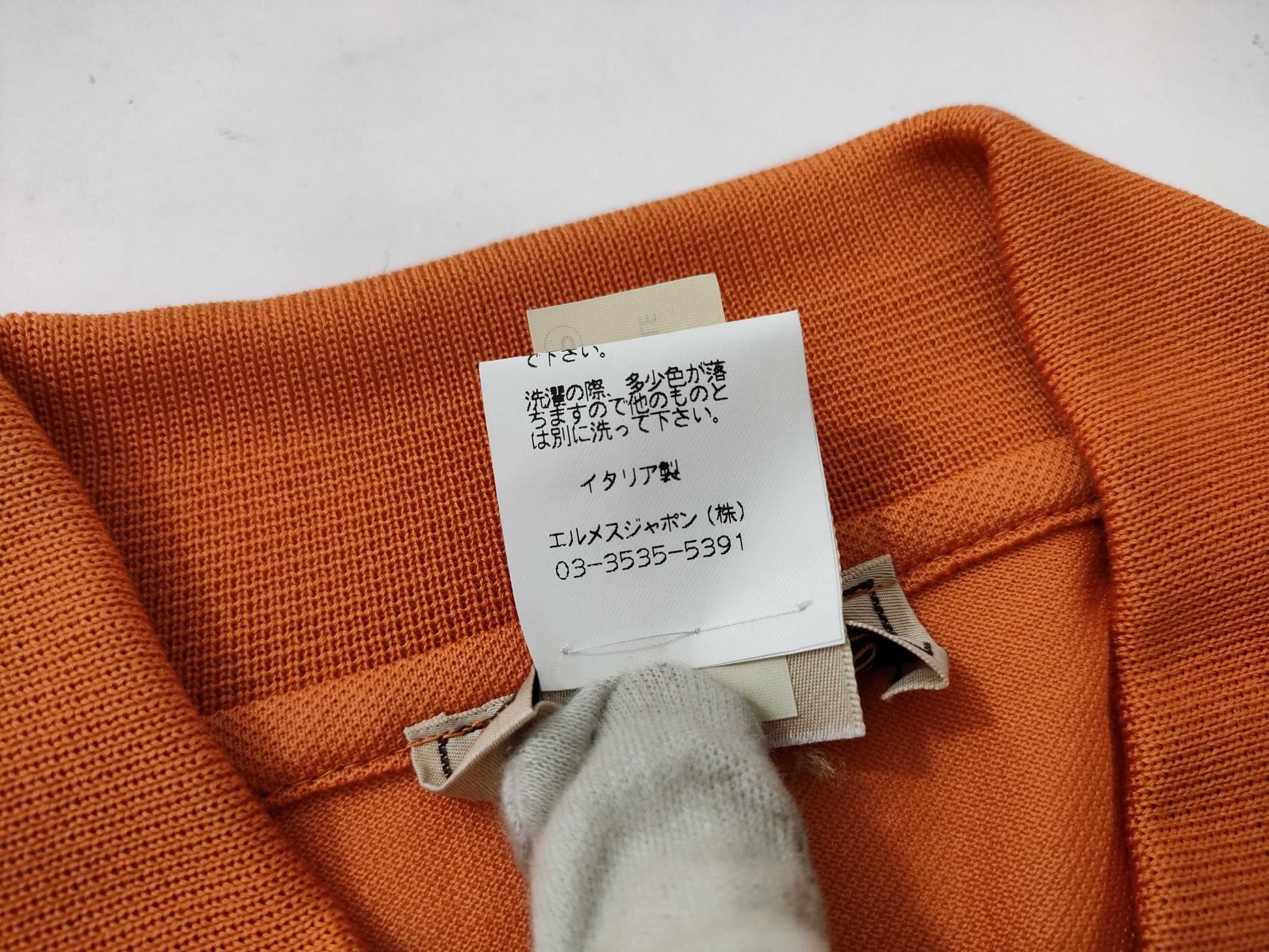 HERMES polo shirt orange tops