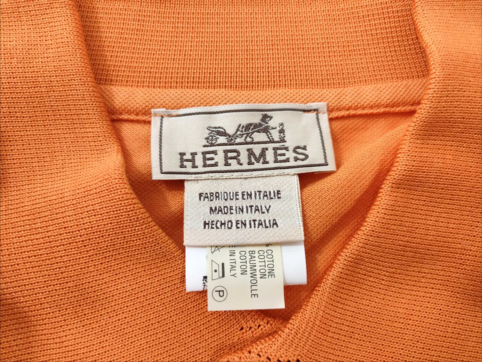 HERMES polo shirt orange tops