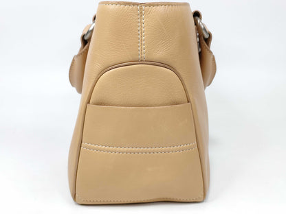 CELINE Leather Hand Beige Handbag