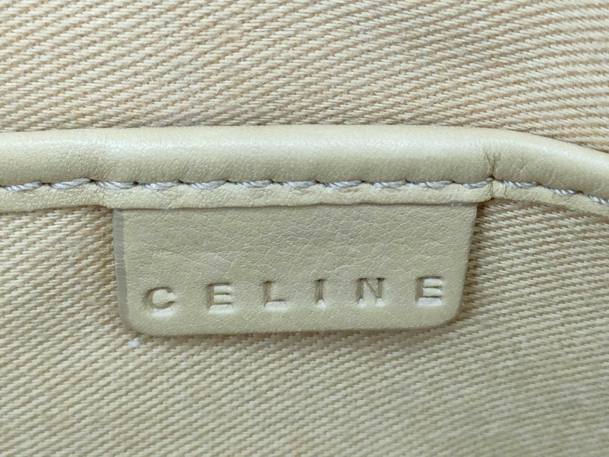 CELINE Leather Hand Beige Handbag
