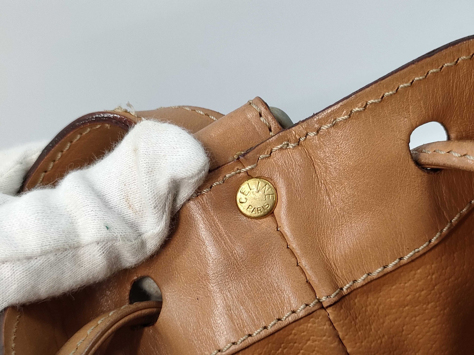 CELINE Drawstring Shoulder Bag with Pouch