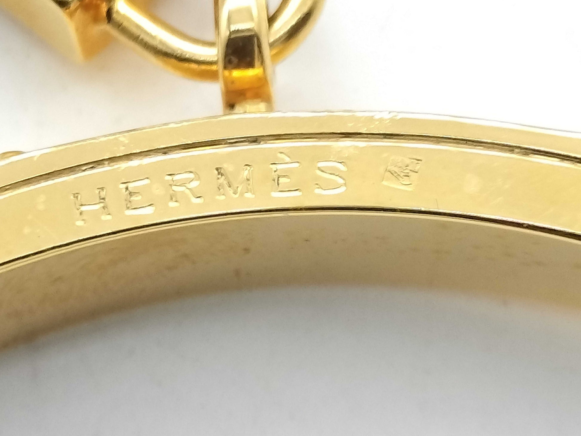 HERMES Kelly Cadena Gold/Red Bangle Bracelet Bracelets & Bangles