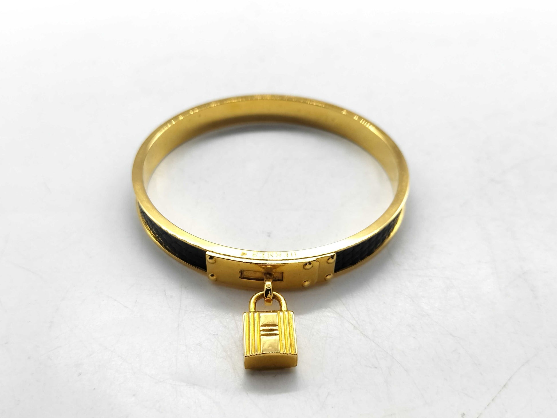 HERMES Kelly Cadena Gold/Red Bangle Bracelet Bracelets & Bangles