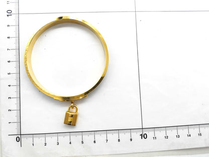 HERMES Kelly Cadena Gold/Red Bangle Bracelet Bracelets & Bangles