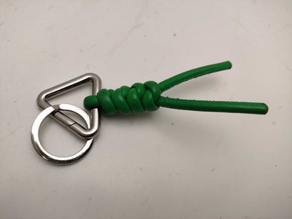 BOTTEGA VENETA Intrecciato/Triangle/Key Ring/Green/Box Key Case/Key Holder
