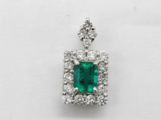 Emerald and Diamond Pt900 Pendant Top 1.1g 