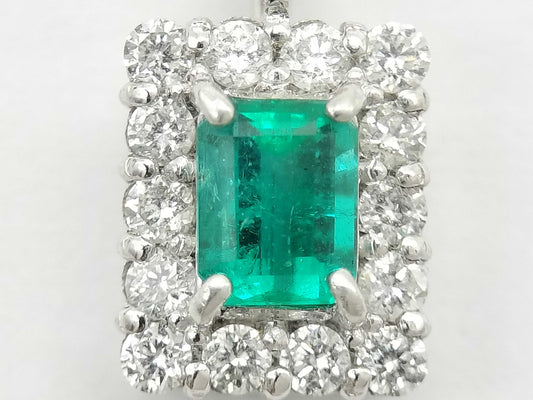 Emerald and Diamond Pt900 Pendant Top 1.1g 