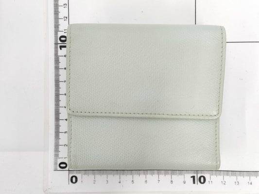 CHANEL Coco Button Tri-fold Wallet with Double Hook, Leather, Mint Blue