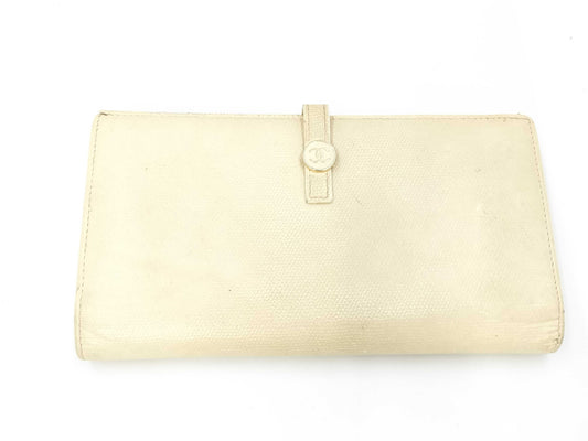 CHANEL Coco Button Long Wallet with Double Hook, Leather Wallet