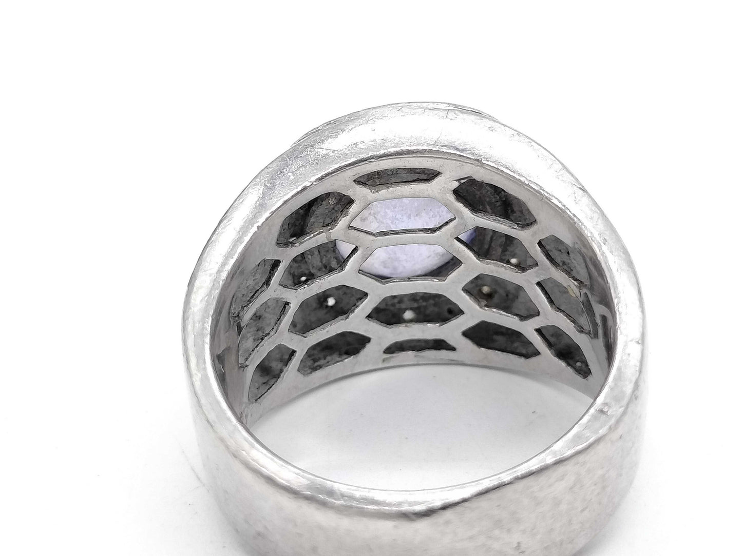 Stainless steel 3.34ct D 0.26ct Pt900 21.1g ring 
