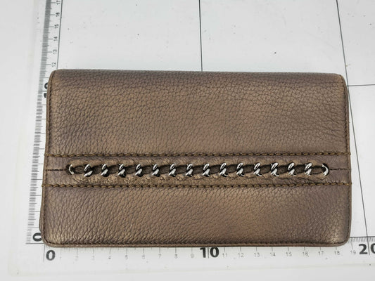 CHANEL Caviar Skin Coco Mark Back with Chain Leather Brown 10 Series Wallet