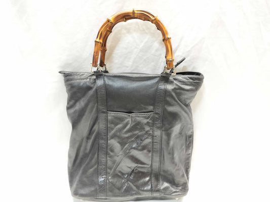 GUCCI Bamboo Leather Tote Handbag