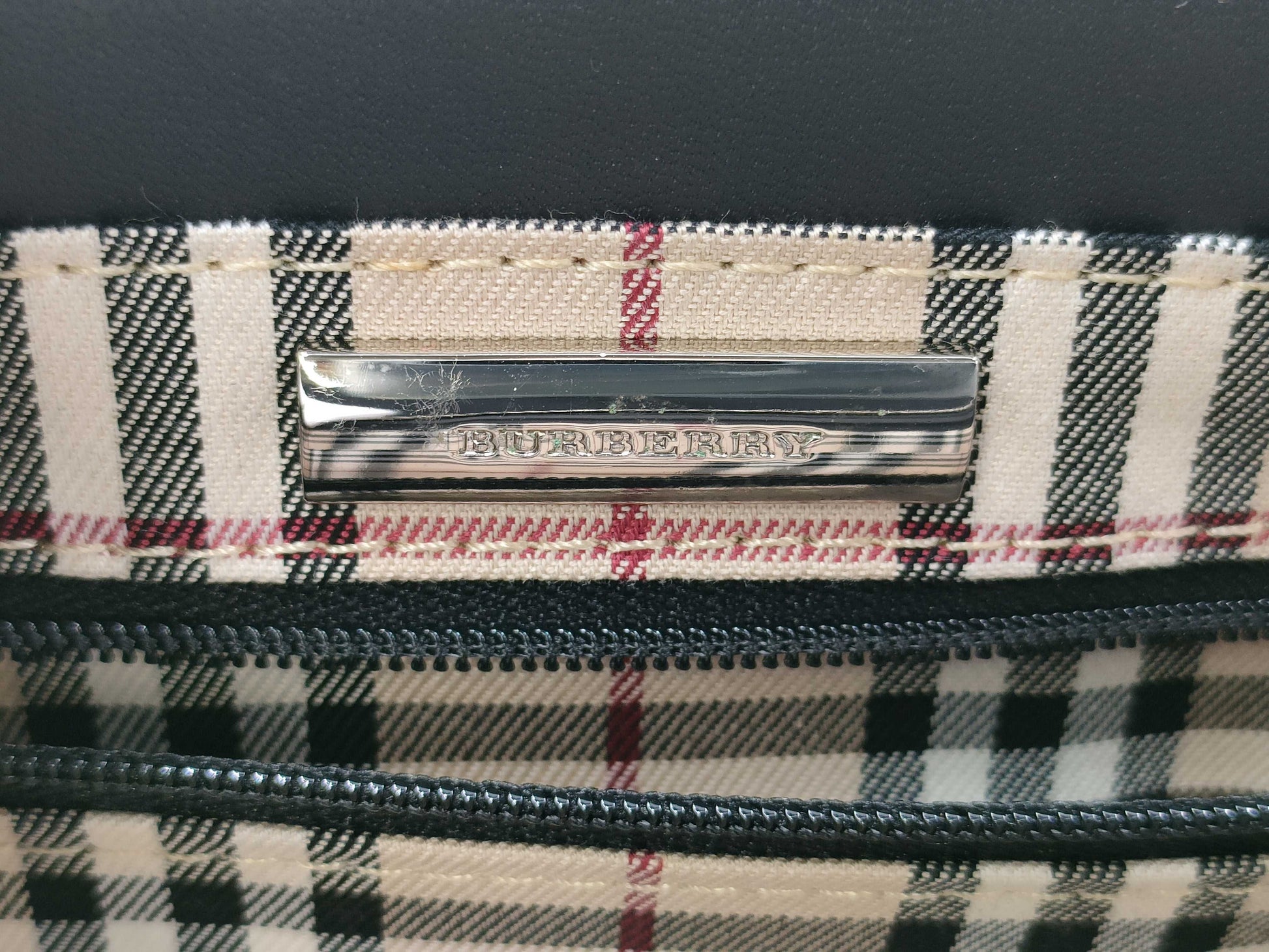 BURBERRY Leather Medium Check Bag Handbag