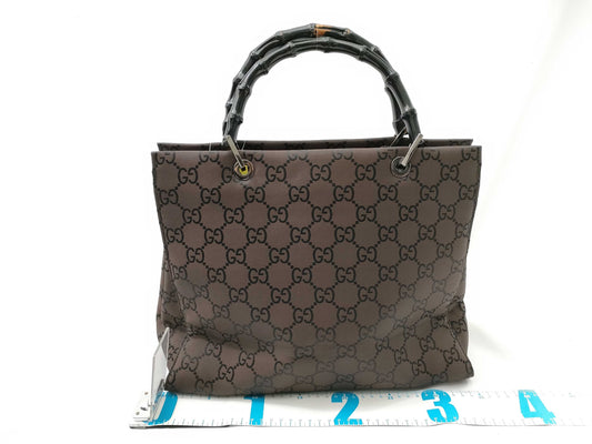 GUCCI Bamboo Hand Canvas Handbag