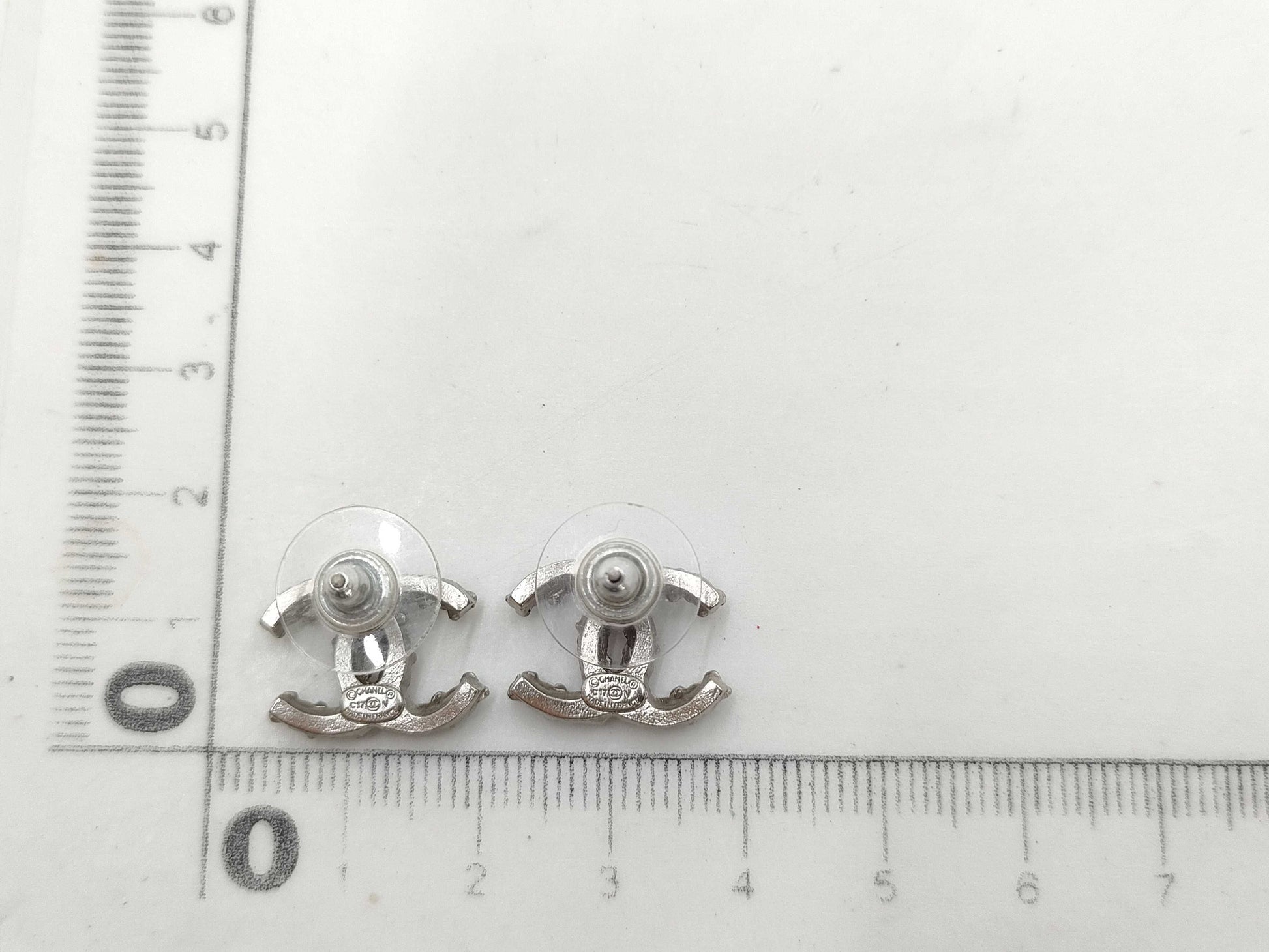 CHANEL Coco Mark Rhinestone C17 V Earrings