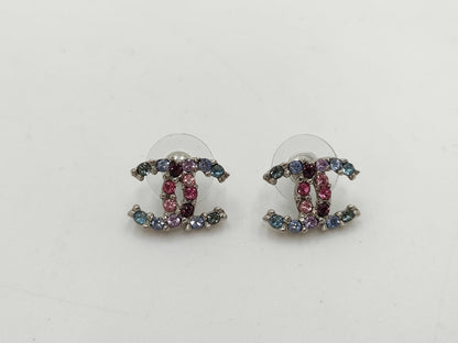 CHANEL Coco Mark Rhinestone C17 V Earrings