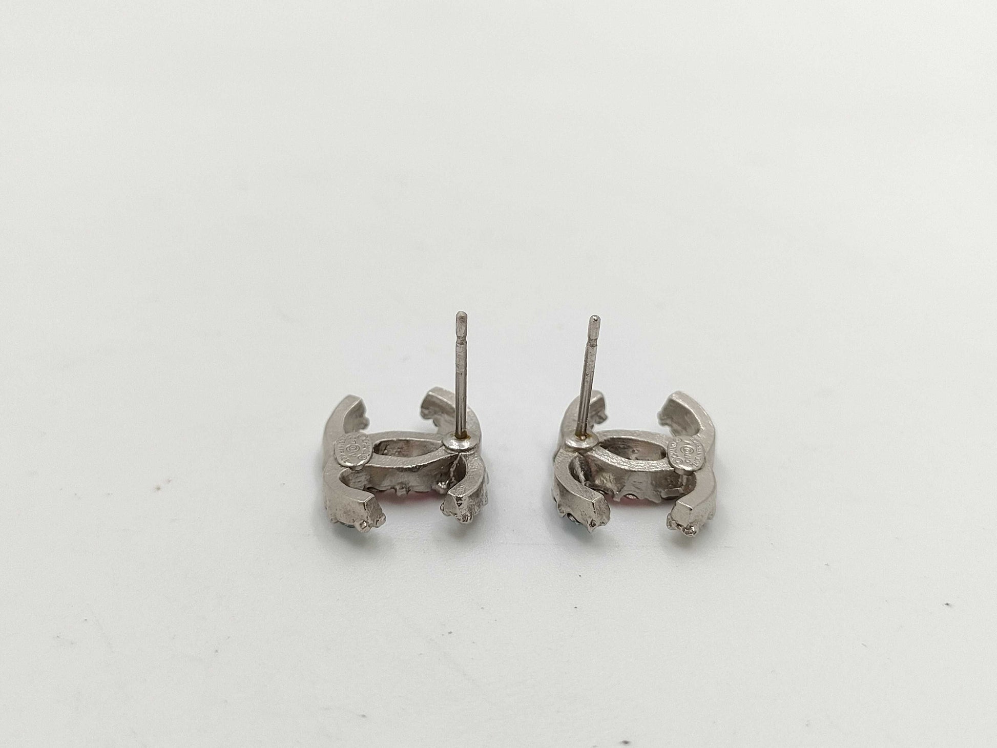 CHANEL Coco Mark Rhinestone C17 V Earrings