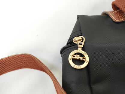 LONG CHAMP Nylon x Leather Backpack