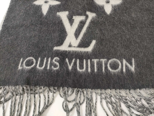 LOUIS VUITTON Monogram Cashmere Scarf Black Scarf