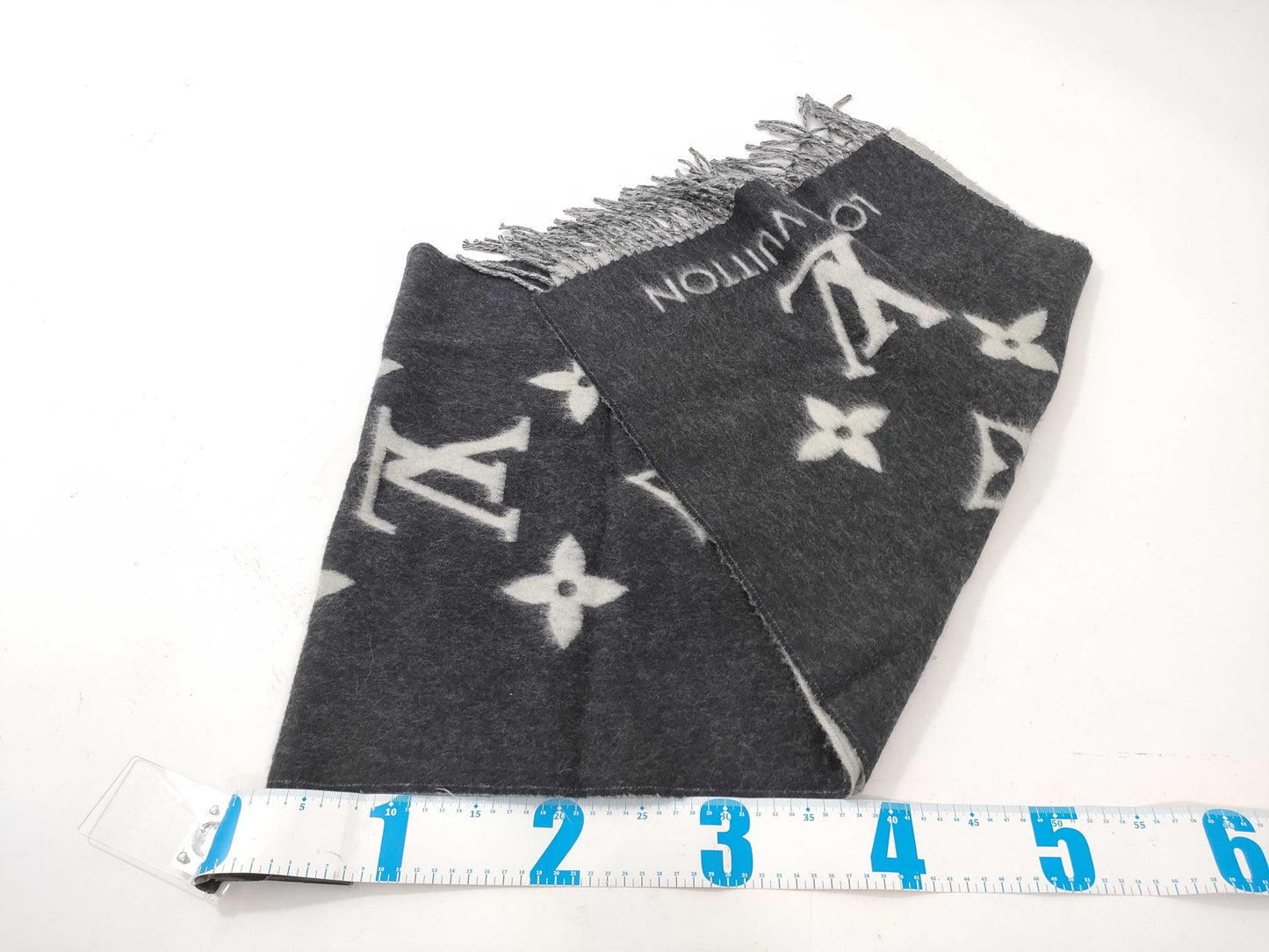 LOUIS VUITTON Monogram Cashmere Scarf Black Scarf