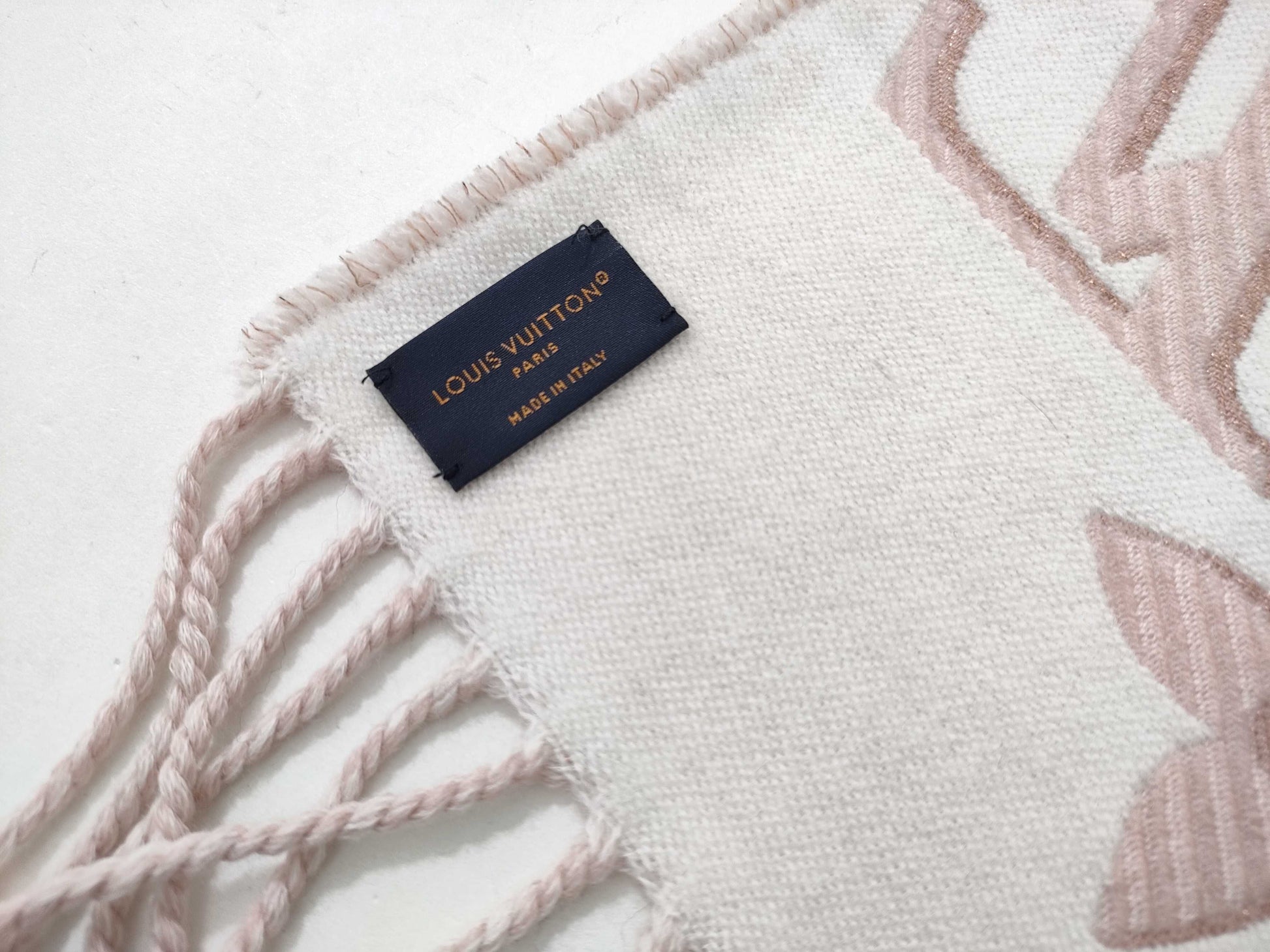 LOUIS VUITTON Monogram Logo Scarf Pink Lamé Scarf
