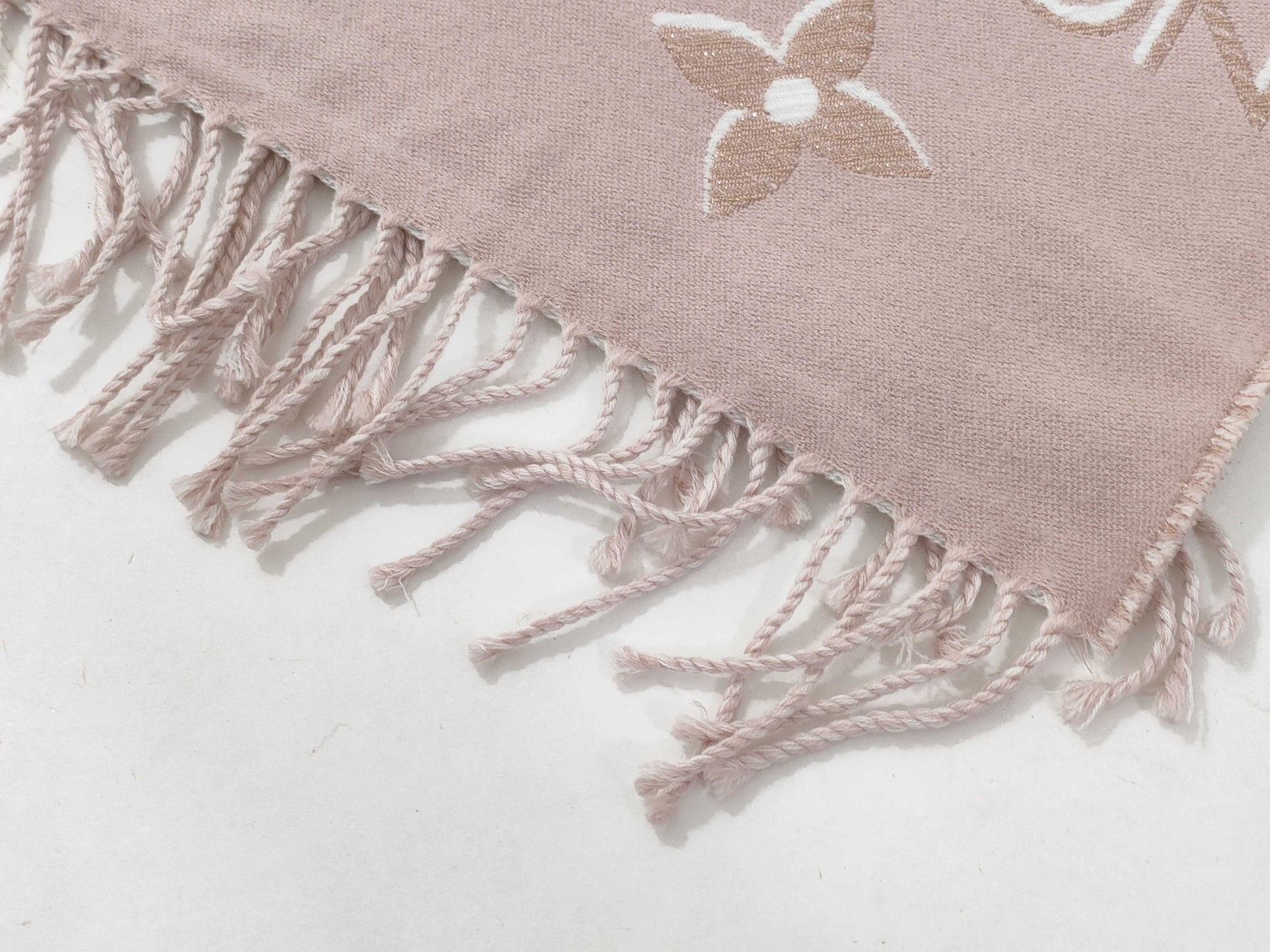LOUIS VUITTON Monogram Logo Scarf Pink Lamé Scarf