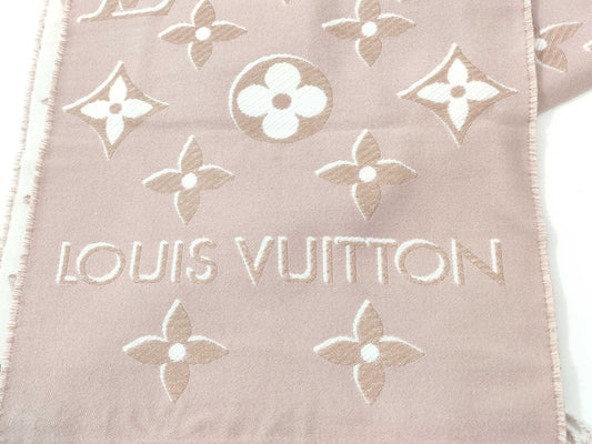 LOUIS VUITTON Monogram Logo Scarf Pink Lamé Scarf