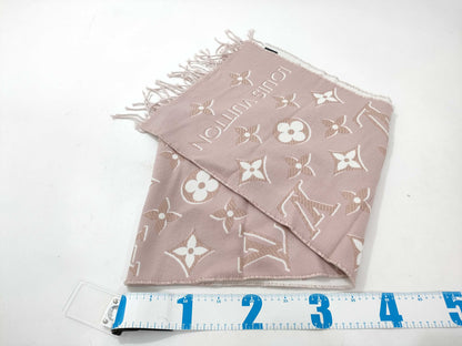 LOUIS VUITTON Monogram Logo Scarf Pink Lamé Scarf