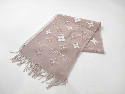 LOUIS VUITTON Monogram Logo Scarf Pink Lamé Scarf