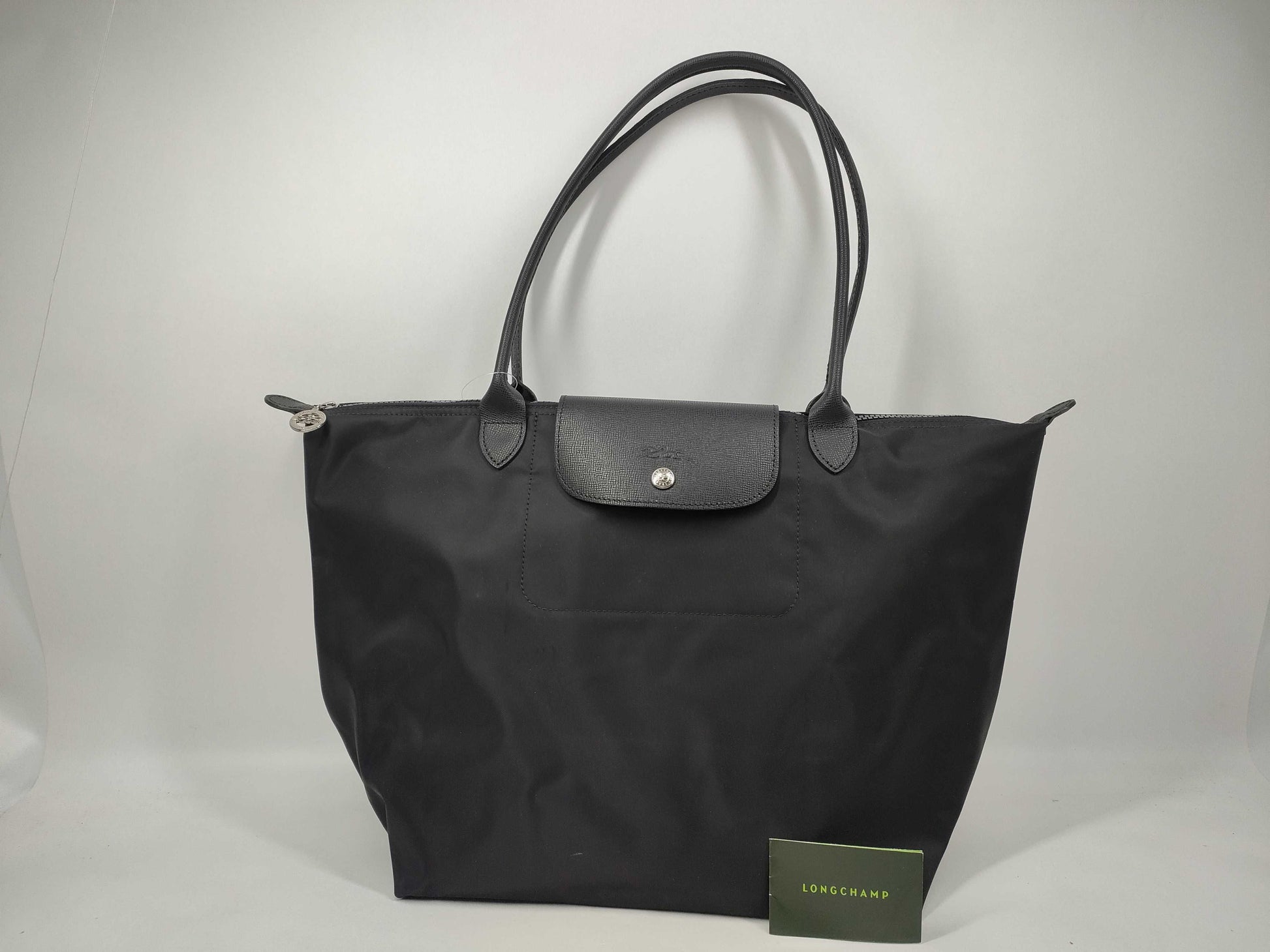 LONG CHAMP Pliage Nylon Black Tote Bag