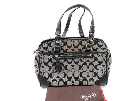 COACH Signature Canvas and Leather Fringe Charm 6828 Handbag