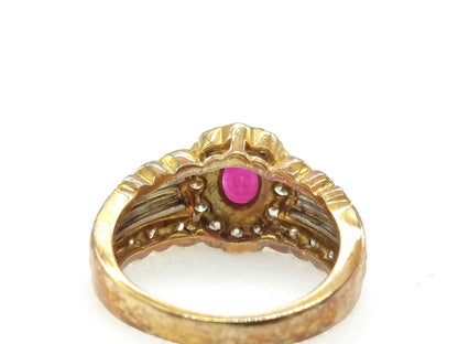 R0.71ct D0.40ct K18/PT850 6.1g Ring 
