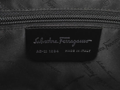 Salvatore Ferragamo Gancini Gancini all-over print leather handbag in black