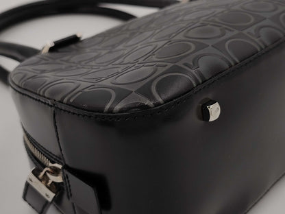 Salvatore Ferragamo Gancini Gancini all-over print leather handbag in black
