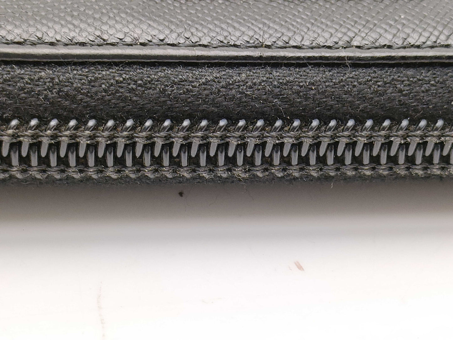 PRADA Saffiano Leather Triangle Plate Round Long Wallet