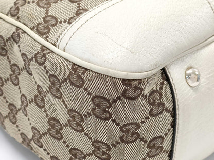GUCCI 163805 GG Canvas Princess White Tote Bag