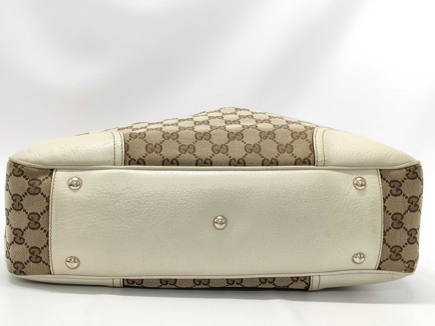 GUCCI 163805 GG Canvas Princess White Tote Bag