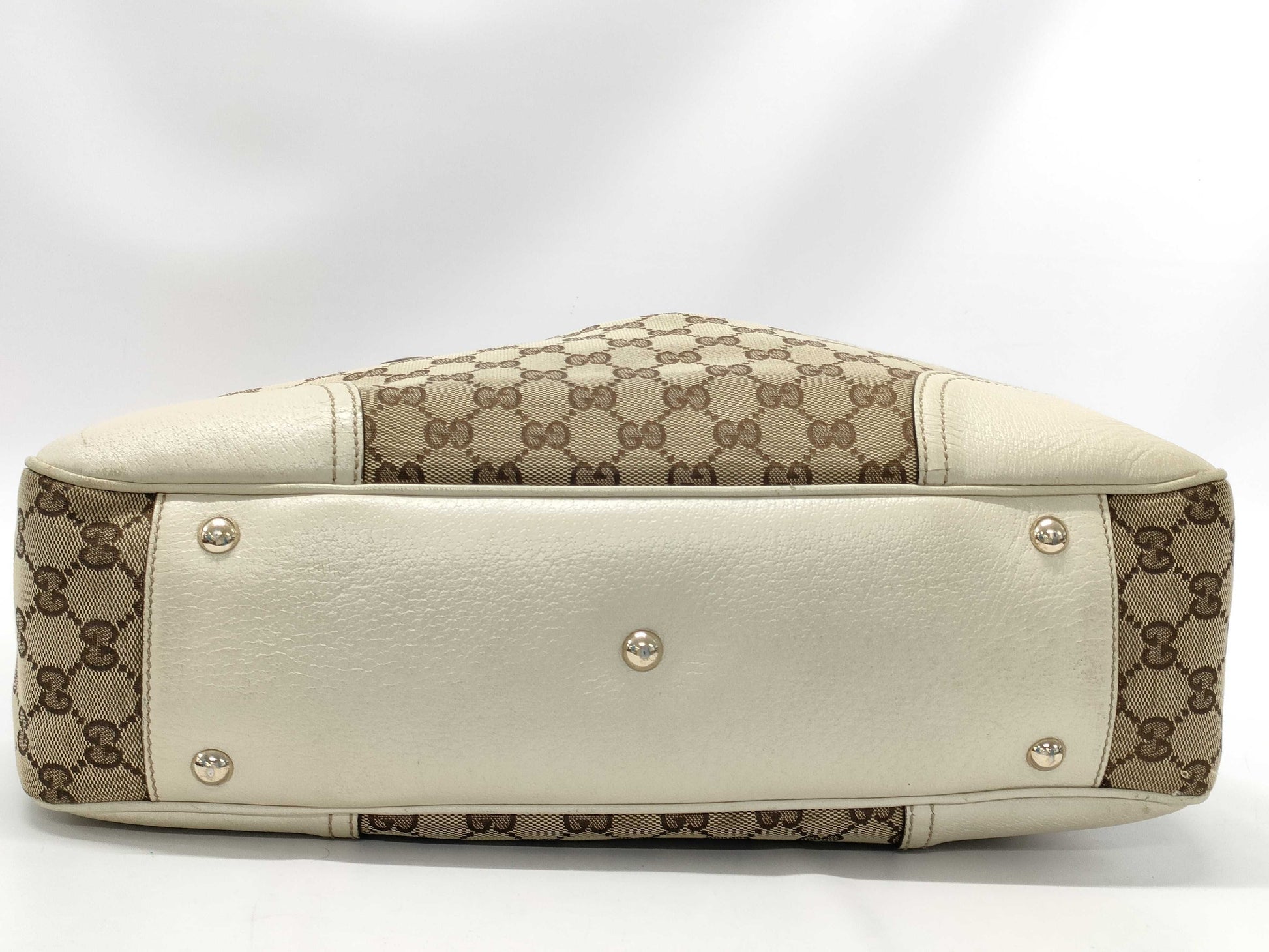 GUCCI 163805 GG Canvas Princess White Tote Bag