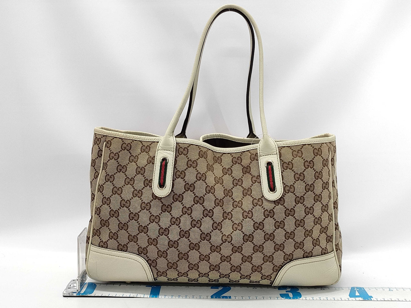 GUCCI 163805 GG Canvas Princess White Tote Bag