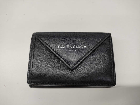 BALENCIAGA Leather Tri-fold Wallet Black 391446 Wallet