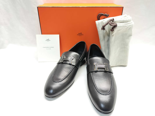 HERMES Paris Moccasin/Black Loafers