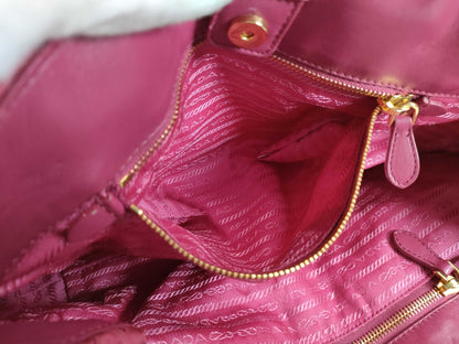 PRADA Nylon Frill Tote Bag/Red Handbag