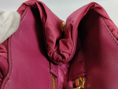 PRADA Nylon Frill Tote Bag/Red Handbag