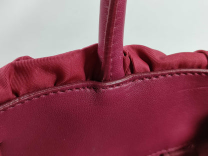 PRADA Nylon Frill Tote Bag/Red Handbag