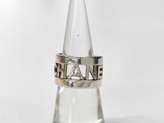 CHANEL Silver Logo Ring