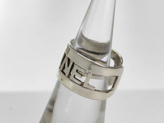 CHANEL Silver Logo Ring