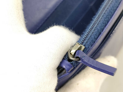 CHANEL Patent Chain Wallet Blue Shoulder Bag