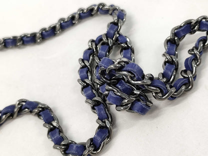CHANEL Patent Chain Wallet Blue Shoulder Bag